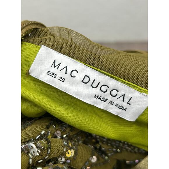 NWT Mac Duggal 5124 Women's Olive Green Beaded Long Sleeve Evening Gown Size 20 - Picture 15 of 16